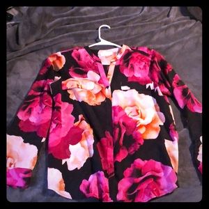 Calvin Klein button down floral blouse